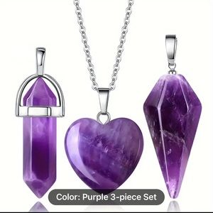Natural Crystal Mineral Ornament Amethyst Crystal Point Stone Pendant Necklace